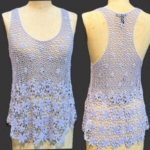 Lavender crochet floral tank top racer back layering beachy cottagecore boho y2k